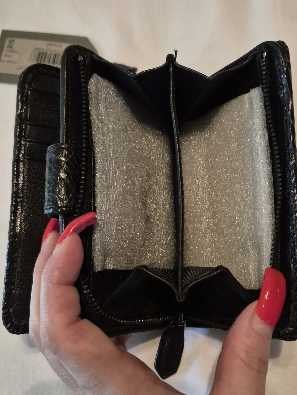 AllSaints THE RIDLEY Black Croc-Texture Zip Around Wallet